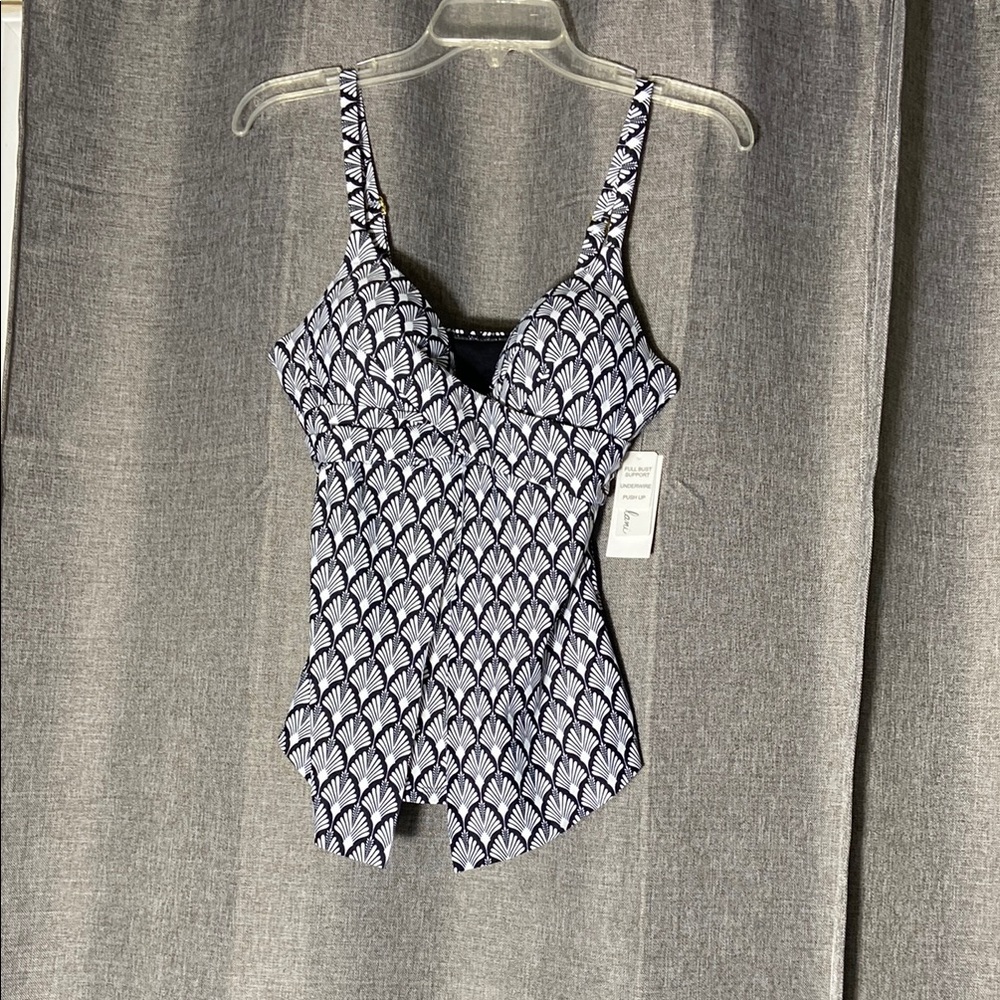Leilani Black and White Patterned Tank swim top